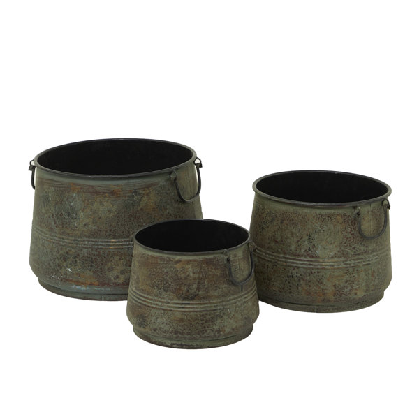Gracie Oaks Cowden 3Piece Iron Pot Planter Set & Reviews Wayfair